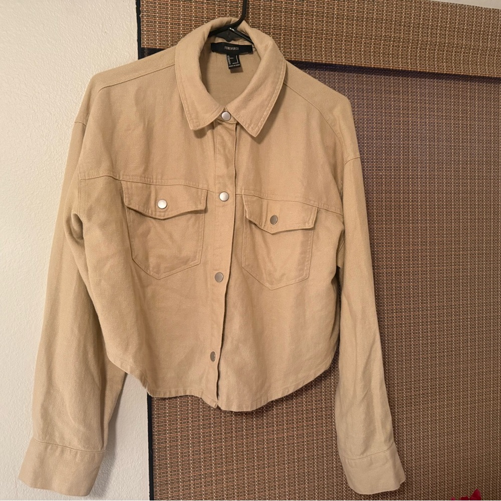 Forever 21 Tan Women's button up cutoff jacket